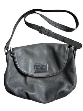 Marc Jacobs New York Natasha Grey Pebble Leather Crossbody Bag Purse 00s